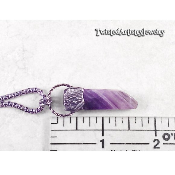 Chevron Amethyst Shard Pendant Necklace - Picture 6 of 6